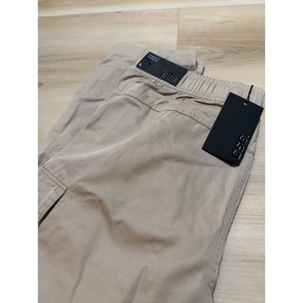 CSG Mens Light Weight Tan Cargo Pants‎ With Drawstring Size Large